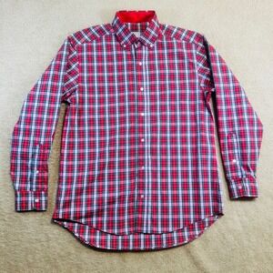 Eleanor Rose‎ Red Plaid Button Down Long Sleeve Shirt Top Size S Christmas